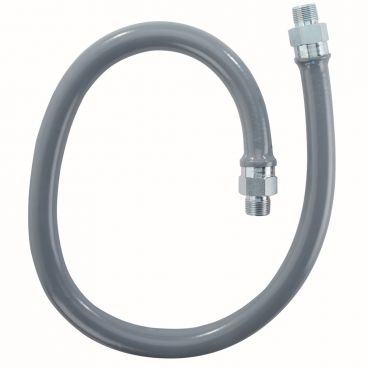 Dormont RG100BP36 ReliaGuard 1" ID 36" Long Commercial Moveable-Grade Foodservice Braided 304 Stainless Steel Gas Connector With Gray PVC Flame-Resistant Coating