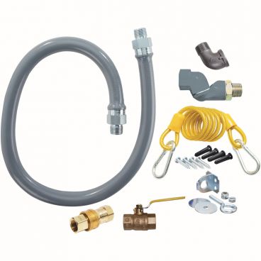 Dormont RG100S36 ReliaGuard 1" ID 36" Long Commercial Moveable-Grade Foodservice Gas Connector Kit With Single SwivelGuard Kit And Standard Snap Quick-Disconnect