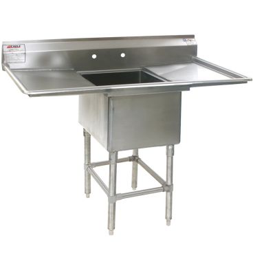 Eagle Group FN2020-1-24-14/3 One 20" x 20" Bowl Stainless Steel Spec-Master Commercial Compartment Sink with Two 24" Drainboard