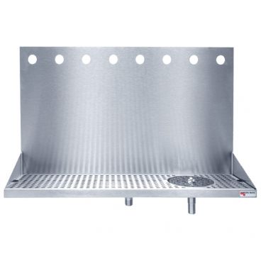 Micro Matic DP-322ELD-8GR 24" Stainless Steel Wall Mount Drip Tray Trough With 8 Pre-Drilled Faucet Holes And Integral Glass Rinser And 1/2" NPT Drain