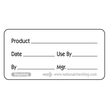 National Checking DP12R 1" x 2" Rectangle Dissolving Food Rotation Labels, Roll of 500
