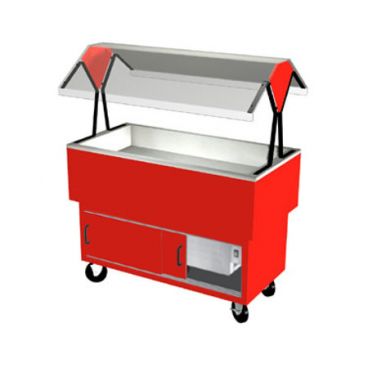 Duke DPAH-2-CP-217154 Racing Red 30-3/8" EconoMate Insulated Ice Cooled Closed Base Portable Cold Food Buffet Unit With Stainless Steel Top And Clear Acrylic Canopy