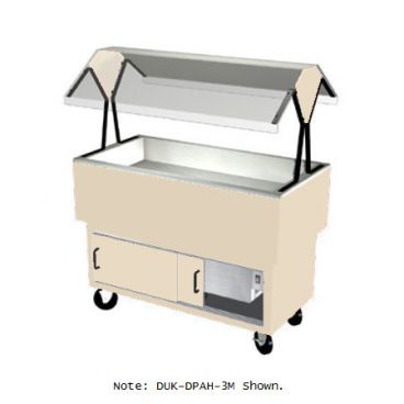 Duke DPAH-2M-217103 Natural Almond 30-3/8" EconoMate Insulated Mechanically Assisted Closed Base Portable Cold Food Buffet Unit With Stainless Steel Top And Clear Acrylic Canopy