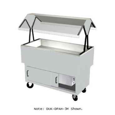 Duke DPAH-2M-217152 Stone Gray 30-3/8" EconoMate Insulated Mechanically Assisted Closed Base Portable Cold Food Buffet Unit With Stainless Steel Top And Clear Acrylic Canopy