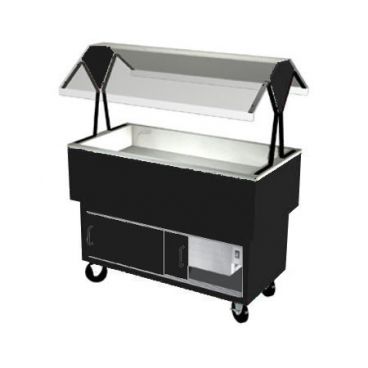 Duke DPAH-3-CP-217101 Semi Gloss Black 44-3/8" EconoMate Insulated Ice Cooled Closed Base Portable Cold Food Buffet Unit With Stainless Steel Top And Clear Acrylic Canopy