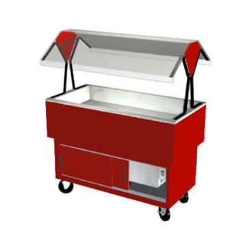 Duke DPAH-3-CP-217107 Hollyberry Red 44-3/8" EconoMate Insulated Ice Cooled Closed Base Portable Cold Food Buffet Unit With Stainless Steel Top And Clear Acrylic Canopy