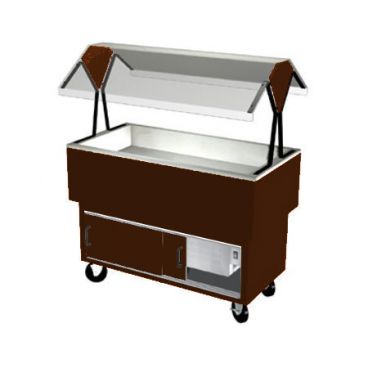 Duke DPAH-3-CP-217113 Brown Kickplate 44-3/8" EconoMate Insulated Ice Cooled Closed Base Portable Cold Food Buffet Unit With Stainless Steel Top And Clear Acrylic Canopy