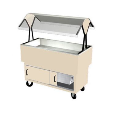 Duke DPAH-3M-217103 Natural Almond 44-3/8" EconoMate Insulated Mechanically Assisted Closed Base Portable Cold Food Buffet Unit With Stainless Steel Top And Clear Acrylic Canopy