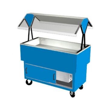 Duke DPAH-4-CP-217120 Sky Blue 58-3/8" EconoMate Insulated Ice Cooled Closed Base Portable Cold Food Buffet Unit With Stainless Steel Top And Clear Acrylic Canopy