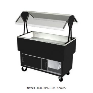 Duke DPAH-4M-217101 Semi Gloss Black 58-3/8" EconoMate Insulated Mechanically Assisted Closed Base Portable Cold Food Buffet Unit With Stainless Steel Top And Clear Acrylic Canopy
