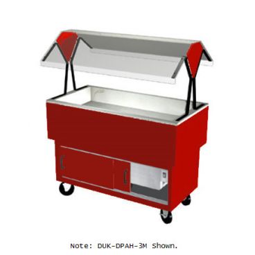 Duke DPAH-4M-217107 Hollyberry Red 58-3/8" EconoMate Insulated Mechanically Assisted Closed Base Portable Cold Food Buffet Unit With Stainless Steel Top And Clear Acrylic Canopy