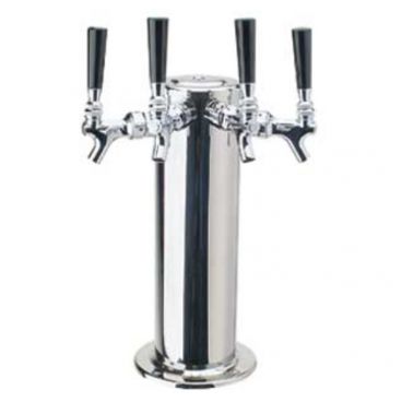 Micro Matic DS-144-PSS 4" Column 4 Tap SpinStop Air-Cooled Polished Stainless Steel Column Draft Beer Tower