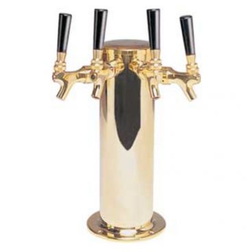 Micro Matic DS-244-PVD 4" Column 4 Tap SpinStop Air-Cooled PVD Brass Column Draft Beer Tower