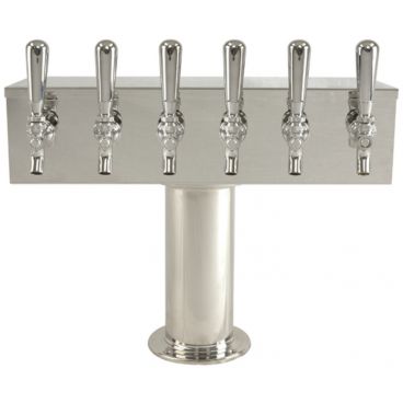 Micro Matic DS-356-PSS 20" Wide 4" Column 6 Tap SpinStop Air-Cooled Polished Stainless Steel T-Tower Style Draft Beer Tower
