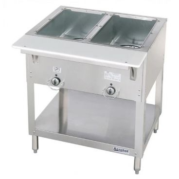 Duke E302SW_208/60/3 Aerohot Electric Stationary Hot Food Steamtable Station w/ Two Sealed Food Wells And Carving Board, 1,500 Watts