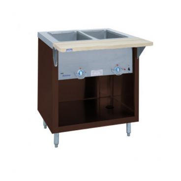 Duke E-2-CBPG-217113 Thurmaduke 32" Brown Kickplate Standard Stationary Electric Steamtable With 2 Stainless Steel Sealed Heat Wells, 1,500 Watts