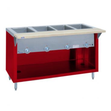 Duke E-4-CBPG-217107 Thurmaduke 60" Hollyberry Red Standard Stationary Electric Steamtable With 4 Stainless Steel Sealed Heat Wells, 3,000 Watts