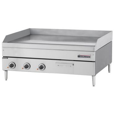 Garland E24-36G E24 Series Heavy-Duty 36" Electric Countertop Griddle w/ Side and Rear Splash Guards - 12 kW, 208/60/3