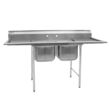 Eagle Group 314-16-2-24 Two Compartment Stainless Steel Commercial Sink with Two Drainboards - 84 1/4"