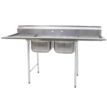 Eagle Group 412-16-2-24 Two 16" Bowl Stainless Steel Commercial Compartment Sink with Two 24" Drainboards