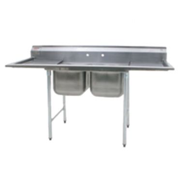 Eagle Group 414-16-2-18 Two 16" Bowl Stainless Steel Commercial Compartment Sink with Two 18" Drainboards
