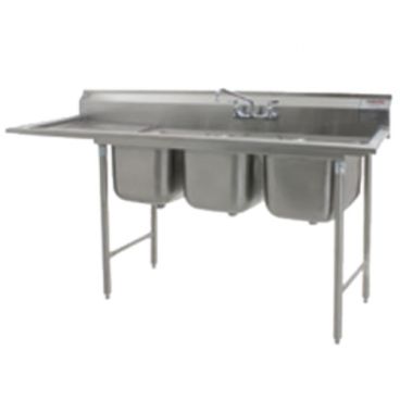 Eagle Group 414-16-3-24L Three 16" Bowl Stainless Steel Commercial Compartment Sink with 24" Left Sided Drainboard