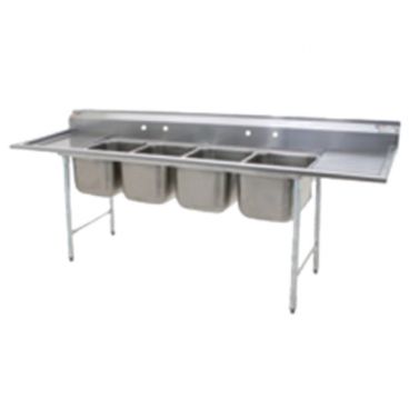 Eagle Group 414-16-4-18 Four 20" x 16" Bowl Stainless Steel Commercial Compartment Sink with Two Drainboards