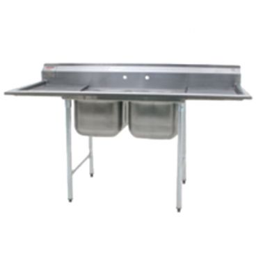 Eagle Group 414-18-2-18 Two 18" Bowl Stainless Steel Commercial Compartment Sink with Two 18" Drainboards