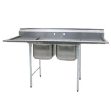 Eagle Group 414-22-2-24 96 1/2" x 29 3/4" Two Bowl Stainless Steel Commercial Compartment Sink with Two Drainboards