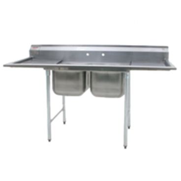 Eagle Group 414-24-2-18 88" x 31 3/4" Two Bowl Stainless Steel Commercial Compartment Sink with Two Drainboards