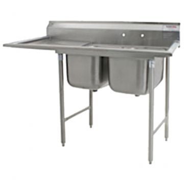 Eagle Group 414-24-2-24R Two Compartment 24" Bowl Stainless Steel Commercial Sink with 24" Right Sided Drainboard
