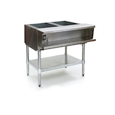 Eagle AWTP2-LP 33" Two-Well Gas Water Bath Steam Table with Galvanized Legs and Safety Pilot - 15,000 BTU