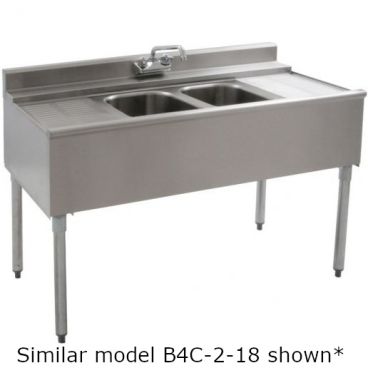 Eagle Group B4C-2-22 48" Underbar Sink with Two Compartments and Two 12 1/2" Drainboards