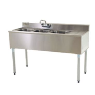 Eagle Group B5R-18 Compartment Underbar Sink with 24" Right Drainboard and Splash Mount Faucet 60"