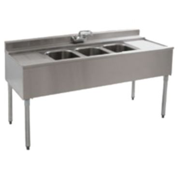 Eagle Group B5R-22 60" Underbar Sink with Three Compartments and 24" Right Drainboard