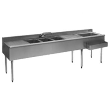 Eagle Group BC8C-18R Combination Underbar Sink and Right Side Ice Bin with Three Sinks, Two 18 1/2" Drainboards - 96"
