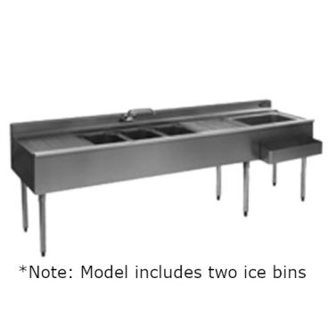 Eagle Group BC9C-22 R&L Combination Underbar 108" Sink and Left and Right Ice Bins with Three Sinks, Two 12 1/2" Drainboards