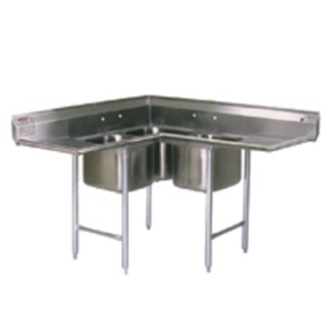 Eagle Group C314-10-3-12 Three 10" x 14" Bowl Stainless Steel Commercial Corner Compartment Sink with Two 12" Drainboards