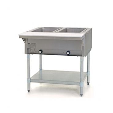 Eagle DHT2-120 33" Two Pan Electric Dry Hot Food Table With Open Galvanized Base -120V