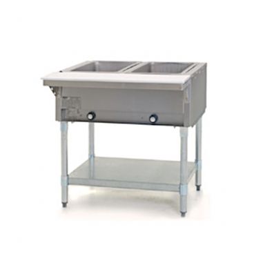 Eagle DHT2-240-3 33" Two Pan Electric Dry Hot Food Table With Open Galvanized Base - 240V
