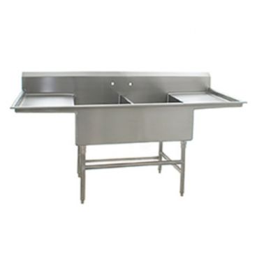 Eagle Group FFN2740-2-30-14/3 Two 27" x 20" Bowl Stainless Steel Spec-Master Flush Front Commercial Compartment Sink with Two 30" Drainboards