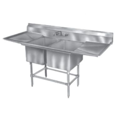 Eagle Group FN2032-2-24-14/3 Two 20" x 16" Bowl Stainless Steel Spec-Master Commercial Compartment Sink with Two 24" Drainboards