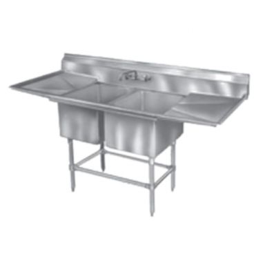 Eagle Group FN2032-2-18-14/3 Two 20" x 16" Bowl Stainless Steel Spec-Master Commercial Compartment Sink with Two 18" Drainboards
