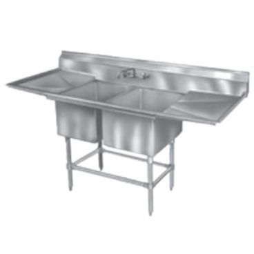 Eagle Group FN2036-2-24-14/3 Two 20" x 18" Bowl Stainless Steel Spec-Master Commercial Compartment Sink with Two 24" Drainboards