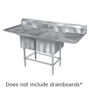 Eagle Group FN2040-2-14/3 Two 20" x 20" Bowl Stainless Steel Spec Master Commercial Compartment Sink