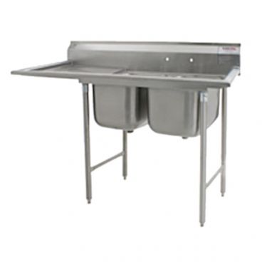 Eagle Group 414-24-2-24L Two Compartment 24" Bowl Stainless Steel Commercial Sink with 24" Left Sided Drainboard