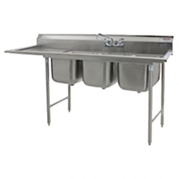 Eagle Group 414-24-3-18L Three 24" Bowl Stainless Steel Commercial Compartment Sink w/ 18" Left Sided Drainboard