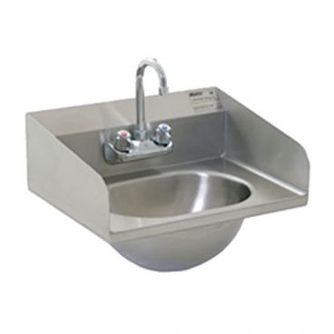 Eagle Group HSA-10-F-LRS Hand Sink with Gooseneck Faucet, Side Splashes, and Basket Drain