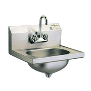 Eagle Group HSA-10-F Stainless Steel Wall Mounted Hand Sink with Gooseneck Faucet and Basket Drain