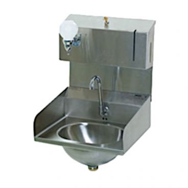 Eagle Group HSA-10-FDPE-LRS Electronic Hand Sink with Gooseneck Faucet, Towel / Soap Dispenser, Side Splashes, and Basket Drain